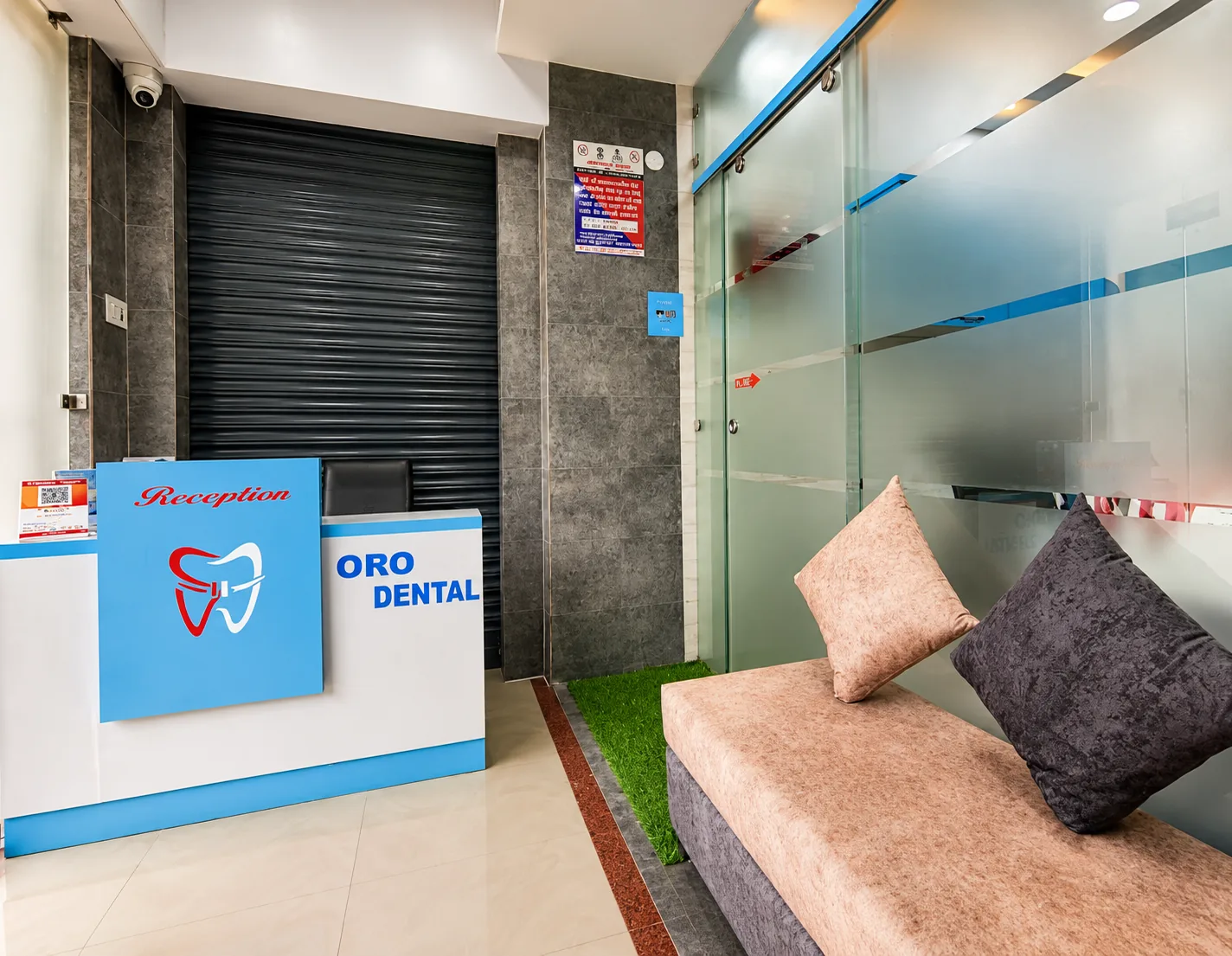 ORO Dental Care reception desk, Varanasi dental clinic